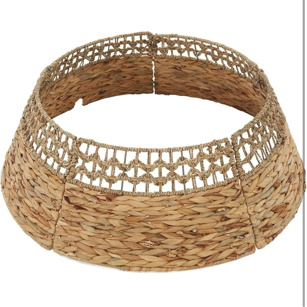 NEW West Elm Boho Rattan Wicker Grass Christmas Tree Basket Collar Skirt - 28